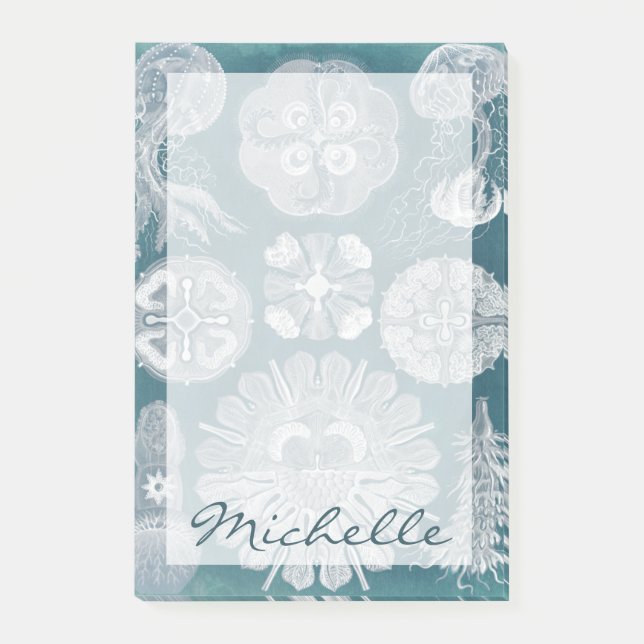 Lägg till ditt namn| Sjöliv blåkopia IV Post-it Block (Framsida)