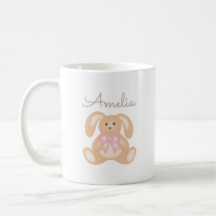 Lägg till ditt namn till Cute Cudely Rosa Ribbon B Kaffemugg