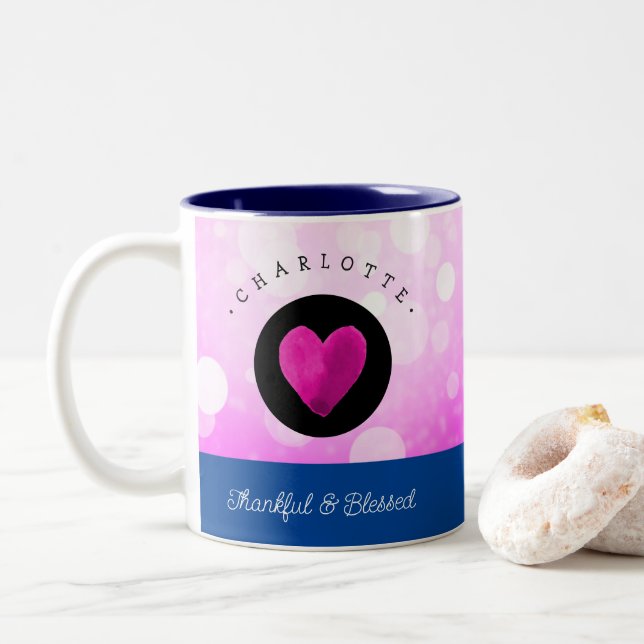 Lägg till ditt namn till Rosa Två-Tonad Mugg (Med munk)