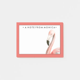 Lägg till ditt namn Tropical Flamingo Bird Post-it Block