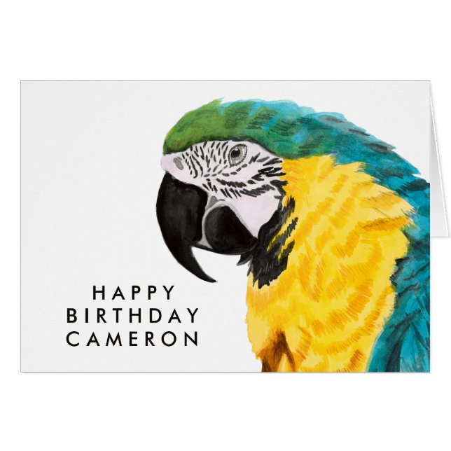 Lägg till ditt namn | Tropical Parrot Bird Hälsningskort (Framsidan Horizontal)