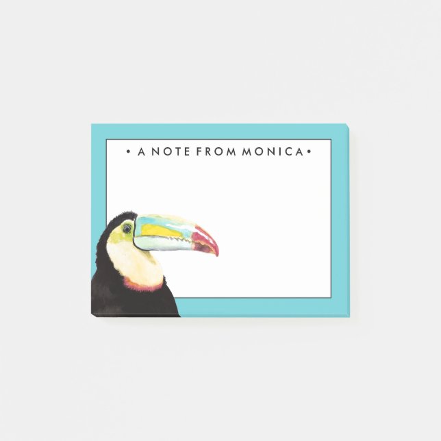 Lägg till ditt namn | Tropical Toucan Bird Post-it Block (Framsida)