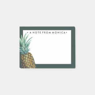 Lägg till ditt namn Tropiskt ananas vattenfärg Post-it Block