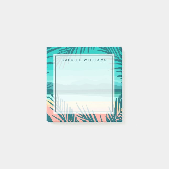 Lägg till ditt namn | Tropiskt bågscen Post-it Block (Framsida)