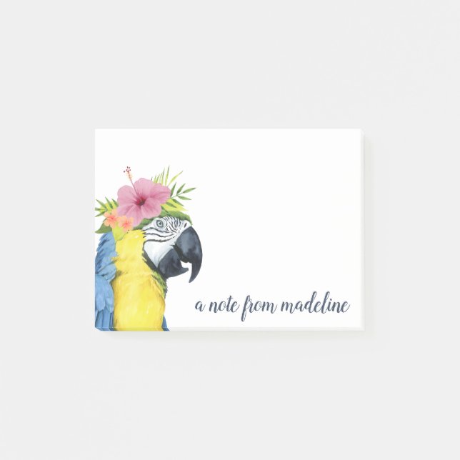 Lägg till ditt namn| Tropiskt halo - papegoja Post-it Block (Framsida)