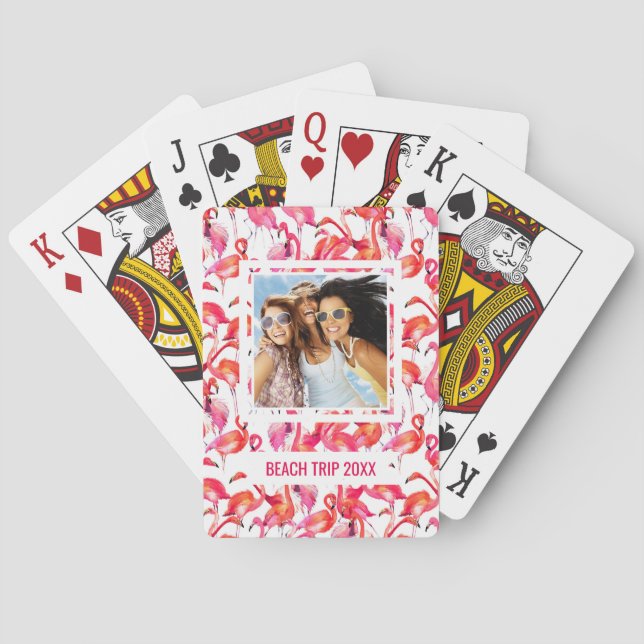 Lägg till ditt namn | Vattenfärgning Flamingo i va Kortlek (Baksidan)