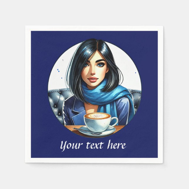 Lägg till ditt textkaffe dam pappersservett (Framsidan)