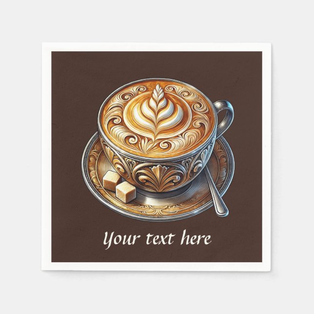 Lägg till ditt textkaffe pappersservett (Framsidan)
