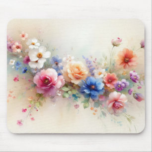 Lägg till ditt textnamn Eleganta vattenfärg blommo Musmatta