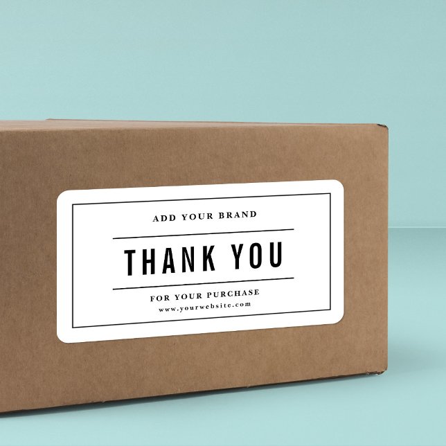 Lägg till ditt varumärke Tack Black Gräns Linjer Adressetikett (Skapare uppladdad)