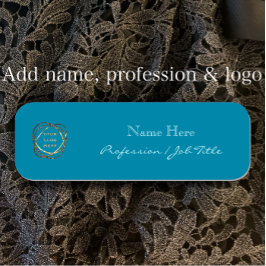 Lägg till egen Logotyp, Modern Elegant Aqua-turkos Namnbricka