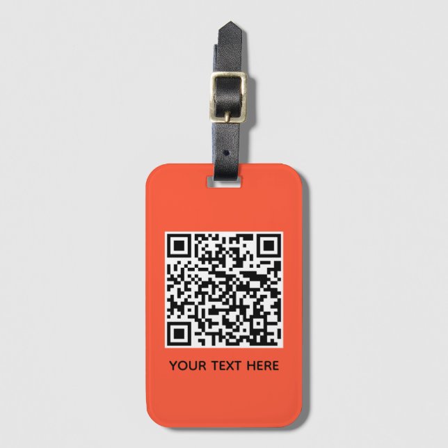 Lägg till egen QR-kodtext Scan Minimal Red Bagagebricka (Framsida vertikal)