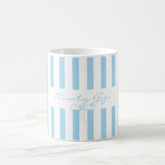 Lägg till egen text Faster babyblå randig  Kaffemugg