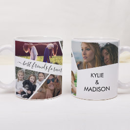 Lägg till egen text manus fotokollage bästa vänner kaffemugg