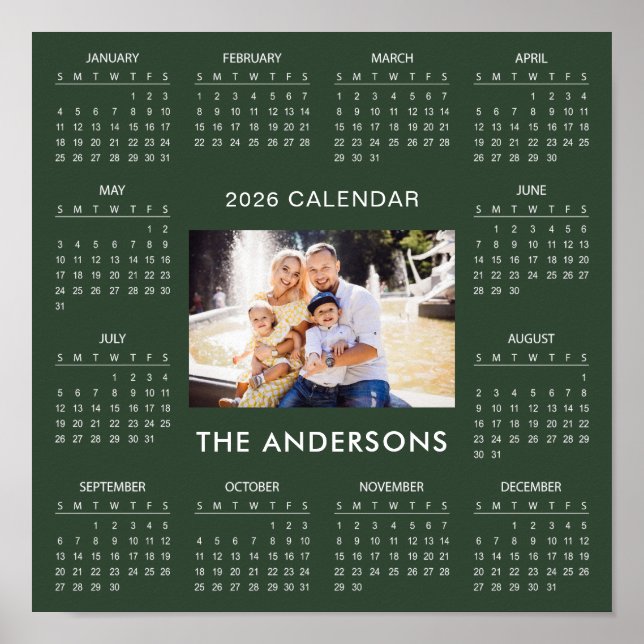 Lägg till eget familjefoto 2026 Kalender |  Poster (Framsidan)