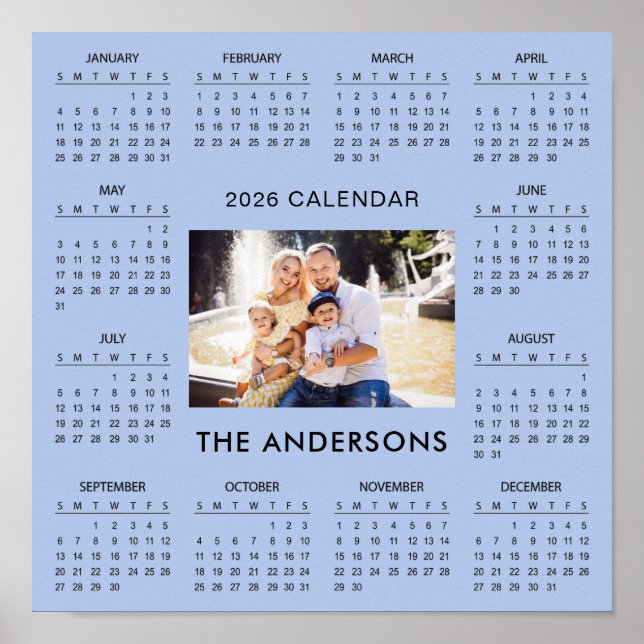 Lägg till eget familjefoto 2026 Kalender |  Poster (Framsidan)