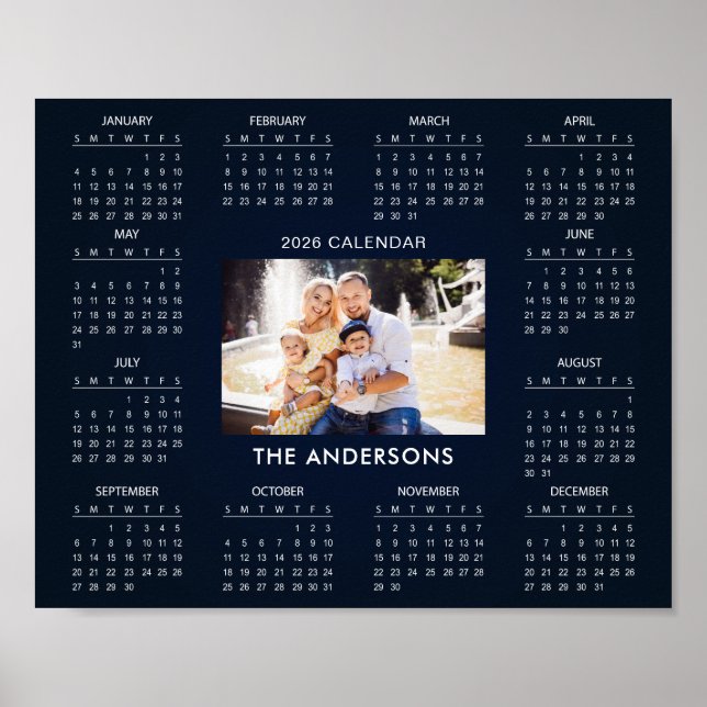 Lägg till eget familjefoto 2026 Kalender |  Poster (Framsidan)