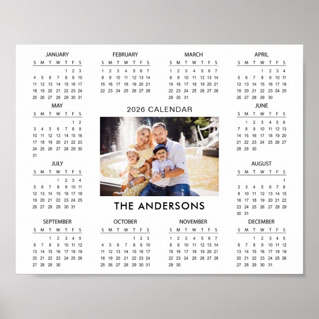 Lägg till eget familjefoto 2026 Kalender |  Poster (Framsidan)