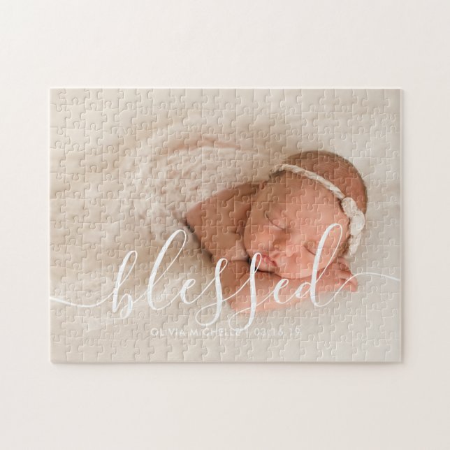 Lägg till eget foto i elegant-skript pussel (Horisontell)