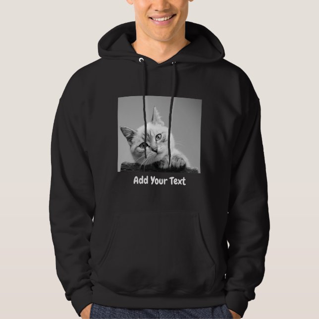 Lägg till eget foto med din text hoodie (Framsida)