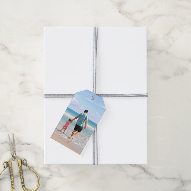 Lägg till eget foto och/eller egen text presentetikett (Med Snöre)