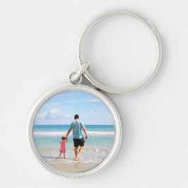 Lägg till eget foto och/eller egen text rund silverfärgad nyckelring