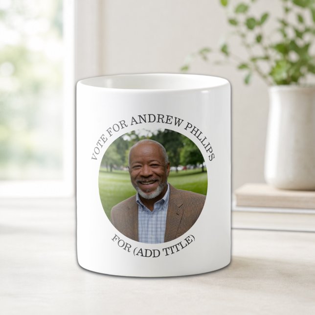 Lägg till eget foto och valkampanj titel kaffemugg (Skapare uppladdad)