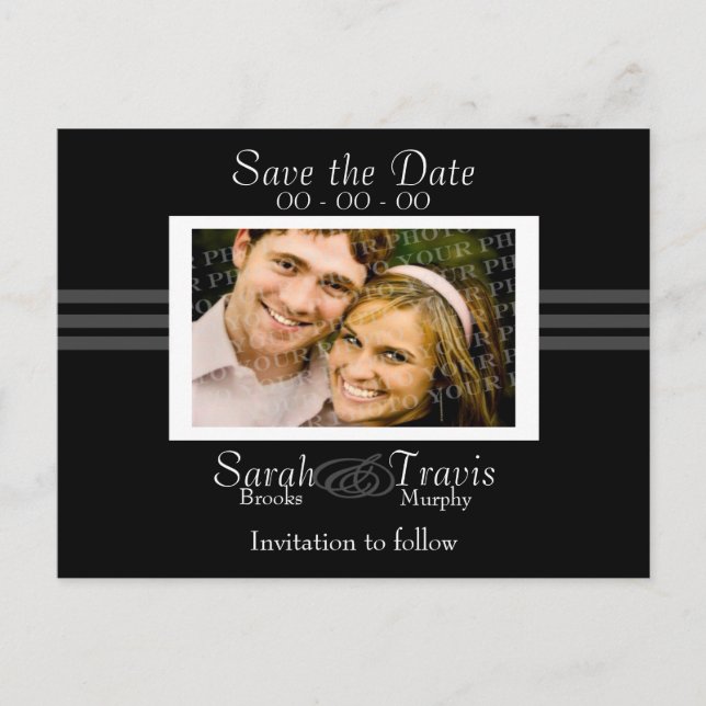 Lägg till eget foto - Svart Meddelande Vykort (Framsida)