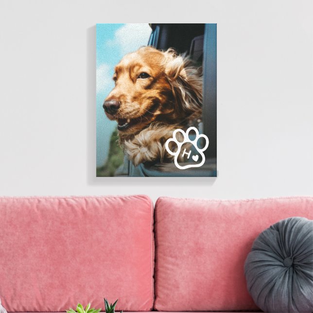 Lägg till eget fotodjur Monogram hund Canvastryck (Insitu (Vardagsrum))