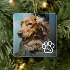 Lägg till eget fotodjur Monogram Julgransprydnad Keramik