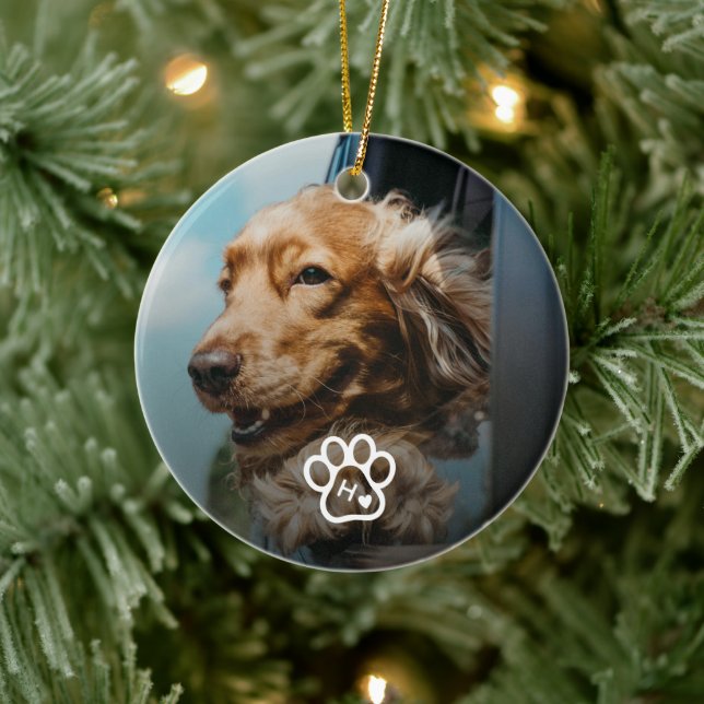 Lägg till eget fotodjur Monogram Julgransprydnad Keramik (Träd)