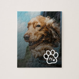 Lägg till eget fotohund-djur Monogram pussel