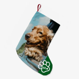 Lägg till eget fotohund-djurmonogram liten julstrumpa