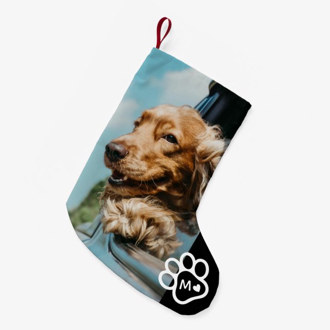 Lägg till eget fotohund-djurmonogram liten julstrumpa (Framsidan (Hängande))