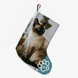 Lägg till eget fotot Kattdjur Monogram Liten Julstrumpa