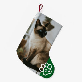 Lägg till eget fotot kattdjur monogram liten julstrumpa