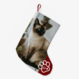 Lägg till eget fotot kattdjur monogram liten julstrumpa
