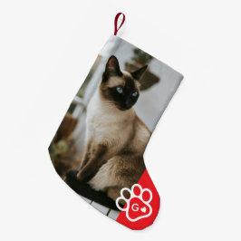 Lägg till eget fotot kattdjur monogram liten julstrumpa