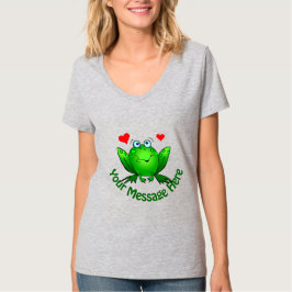 Lägg till eget meddelande Söt grön groda med hjärt T Shirt