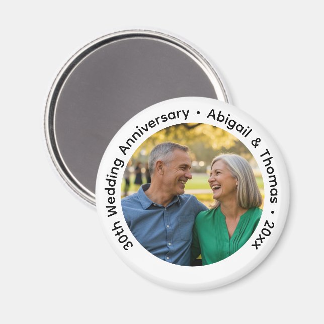 Lägg till eget parfoto 30-års bröllopsjubileum magnet (Front/Back)