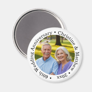 Lägg till eget parfoto 60-årsjubileum för bröllop magnet