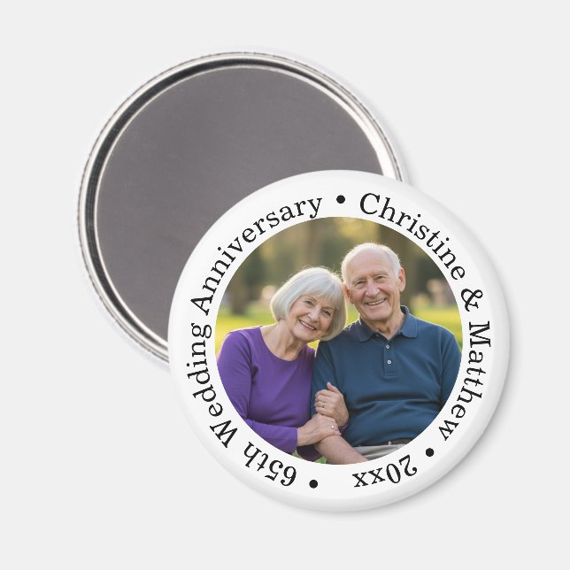 Lägg till eget parfoto 65-års bröllopsjubileum magnet (Front/Back)
