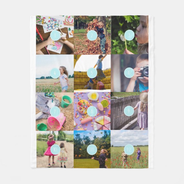 lägg till egna 12 foton Anpassade Fleece Blanket (Framsidan)