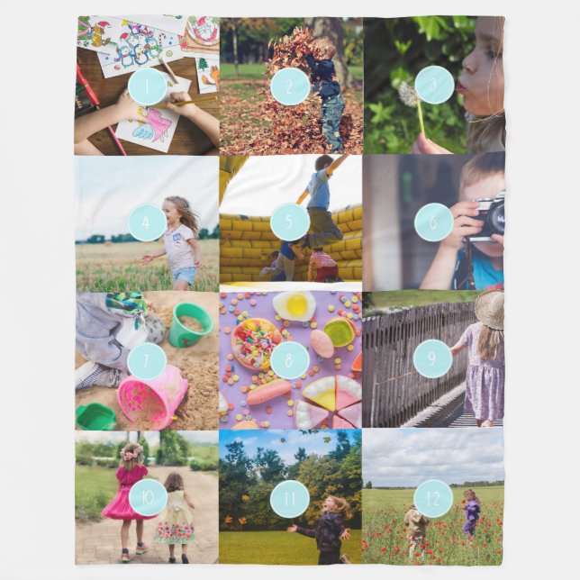 lägg till egna 12 foton Anpassade Fleece Blanket (Framsidan)