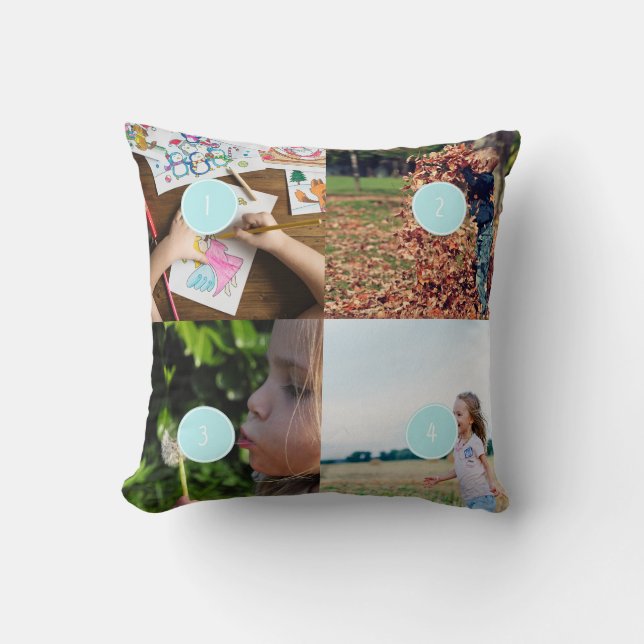 Lägg till egna foton Anpassade 4 bilder Cushion Kudde (Framsida)