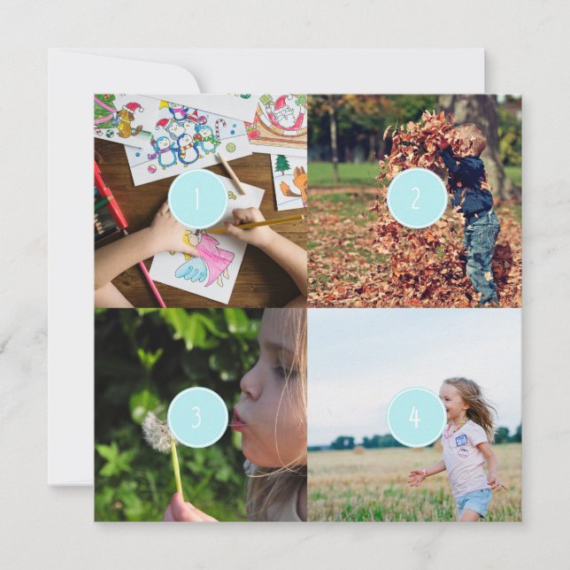 Lägg till egna foton Anpassade 4 bilder-vykort (Framsida)