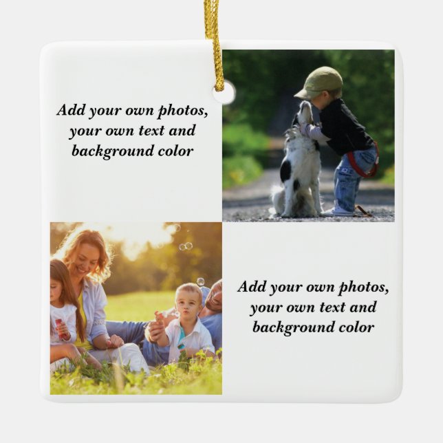 Lägg till egna foton, text och bakgrundsklipp i julgransprydnad keramik (Framsida)