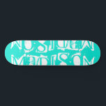 Lägg till egna Personliger för eget namn Mini Skateboard Bräda 18,5 Cm<br><div class="desc">Lägg till din egen skateboard för Personlig av eget namn med personligen namn i modern vit typografi på en enkel turkobakgrunden. Anpassa genom att redigera texten i textrutan. Ge en anpassningsbar har gjort en gåva,  skateboard-personlig till din favoritskateboarder för jul,  födelsedag eller din BFF. Designad av ©Evco Studio www.zazzle.com/store/evcostudio</div>