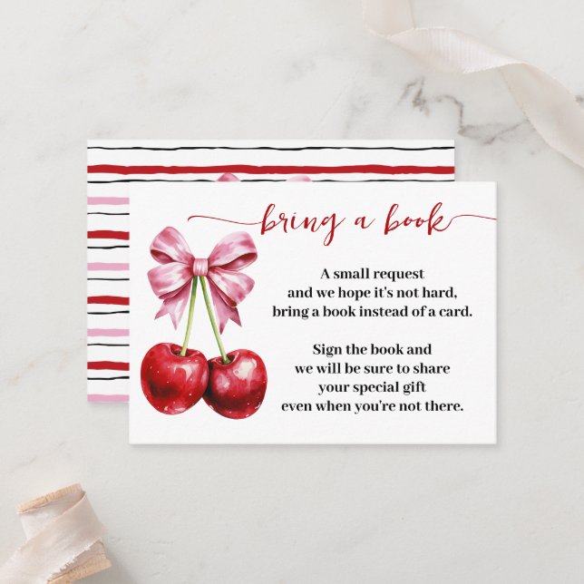 Lägg till en babydusch i Bok Cherry Coquette Baby  Placeringskort (Fram/Back In Situ)