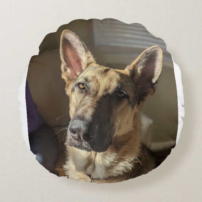 Lägg till en bild i den här kudden rund kudde (Framsidan)